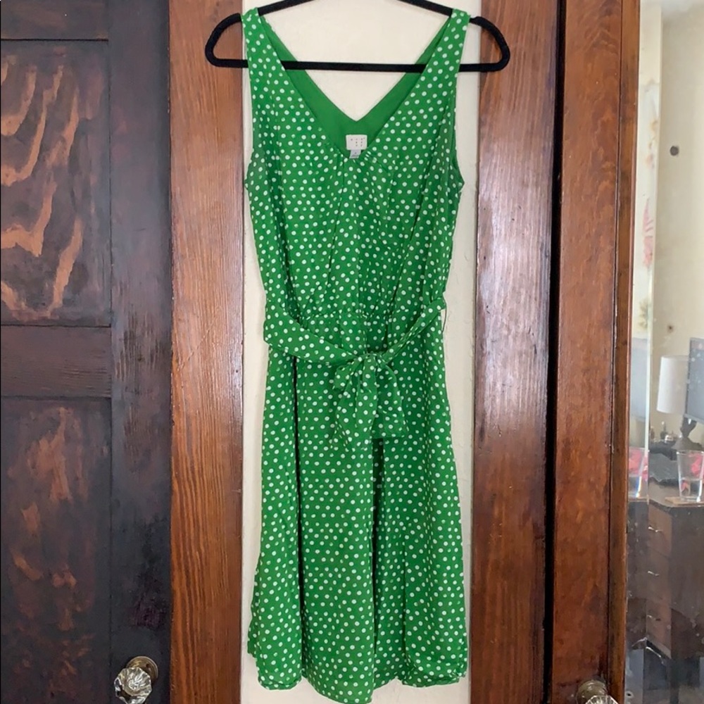 Green + White Dot Dress